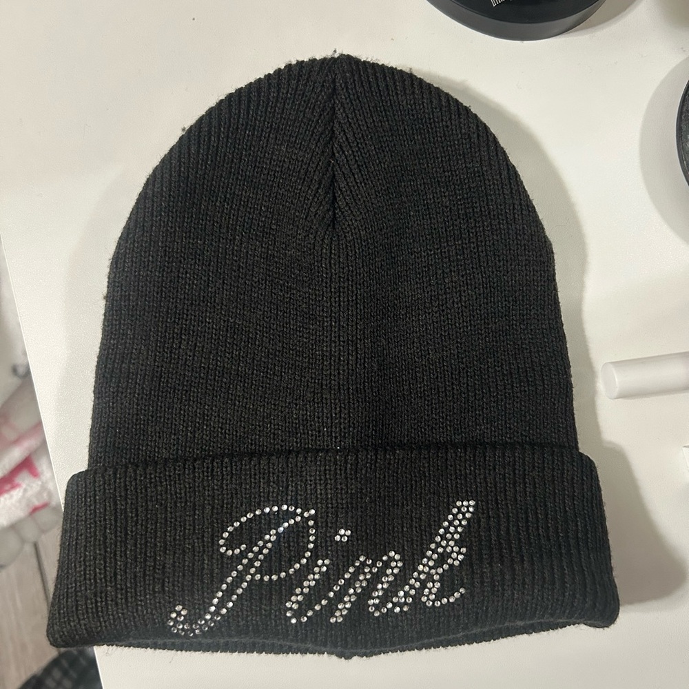 PINK Victoria's Secret Black Knit Beanie
